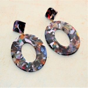 Dangle Drop Tortoise Colorful 80's Style Earrings